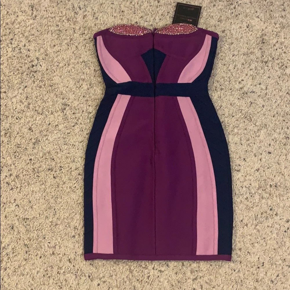 House of CB purple bandage dress